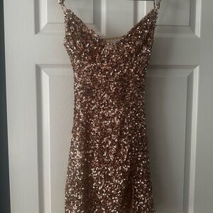 Homecoming rose gold sequin dress